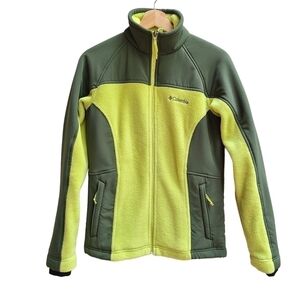 Columbia Zip Up Fleece Jacket, Two Toned Green, Women's Medium
